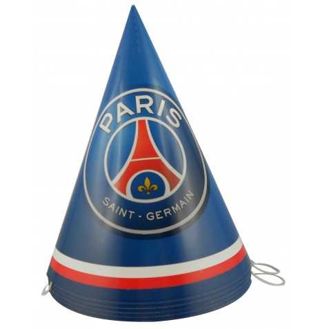 6 Chapeaux de fête en carton PSG 16 cm