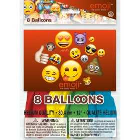8 Ballons latex imprimés Emoji