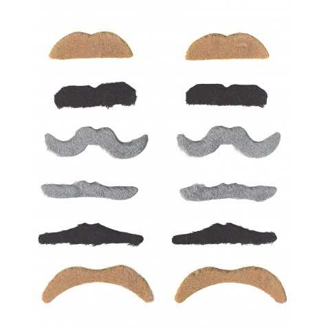 Lot de 12 moustaches adulte