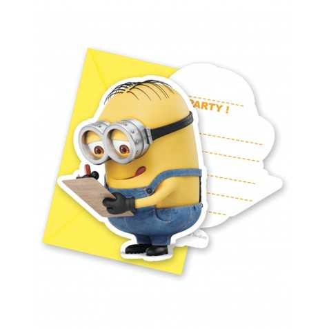 6 Cartes d'invitation avec enveloppes Lovell Minions