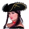 Tricorne Femme Noir avec rubans dorés