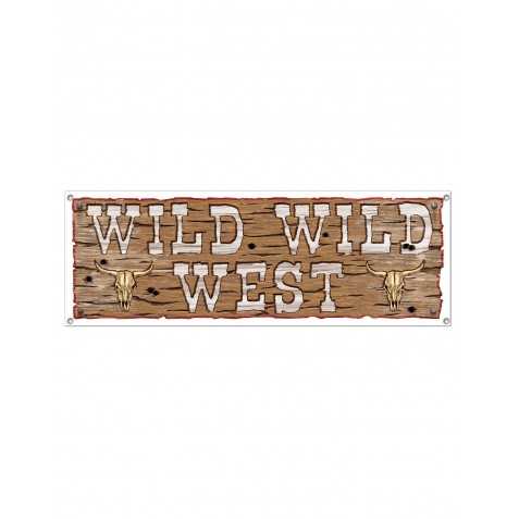 Bannière en plastique Wild Wild West 1,5 m x 53,3 cm