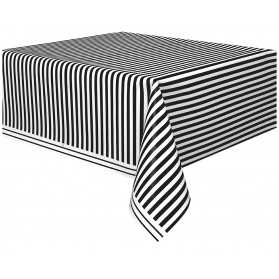 Nappe plastique rayée noir et blanc 137 x 274 cm
