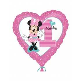 Ballon aluminium 1er Anniversaire Minnie 43 cm