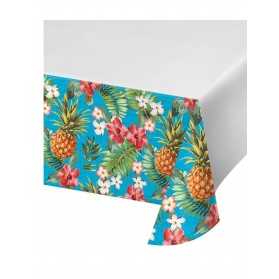Nappe motif ananas fleurs des îles exotique