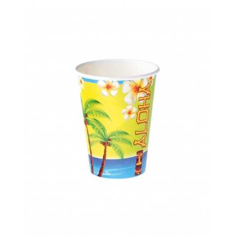 8 Gobelets en carton Aloha 25 cl