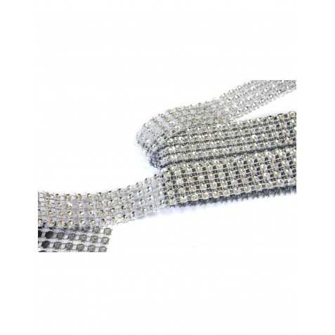 Ruban argent avec strass largeur 2cm