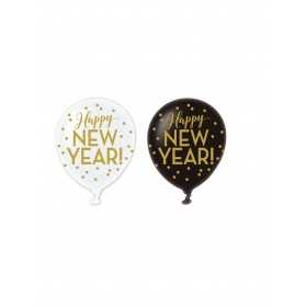 6 Ballons latex Happy new year doré 30 cm