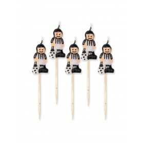 5 Bougies sur pic footballeurs blancs et noirs 8 cm