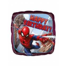 Ballon aluminium carré Spider-Man Happy Birthday43 cm
