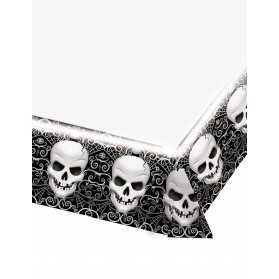 Nappe en plastique Tête de mort Halloween 137 x 259 cm