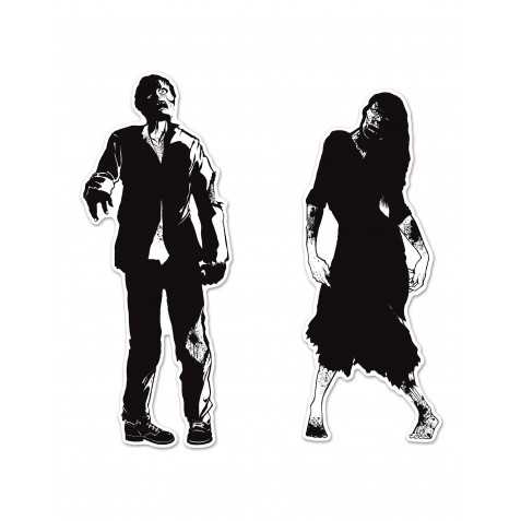 2 Silhouettes en carton zombies 86 x 91 cm