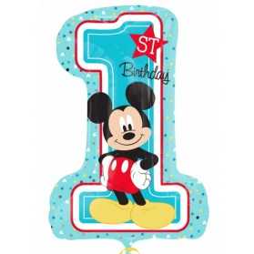 Ballon chiffre 1 aluminium Mickey 48 x 71 cm