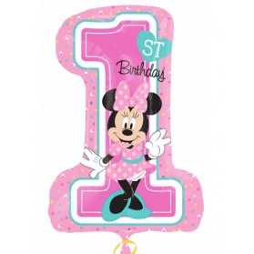 Ballon chiffre 1 aluminium Minnie 48 X 71 cm