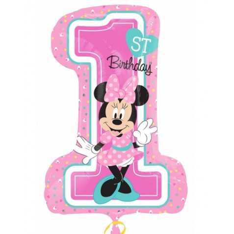 Ballon chiffre 1 aluminium Minnie 48 X 71 cm