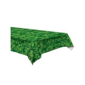 Nappe en plastique verte avec trèfles 137 x 274 cm