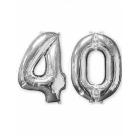 Lot de 2 ballons aluminium chiffre 40 argent 66 cm