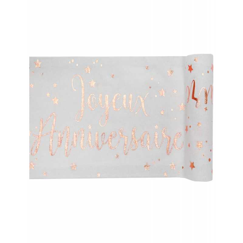 Chemin de table Joyeux Anniversaire Or