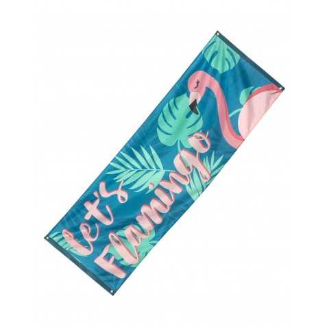 Bannière Let's Flamingo Flamant Tropic en tissu 74 x 220 cm