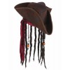 Chapeau pirate marron avec perruque adulte