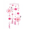 Suspension flamant rose avec pompons roses 60 x 16 cm