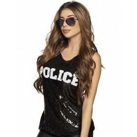 Débardeur police sequins noir femme