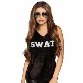 Débardeur SWAT sequins noir femme