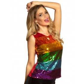 Débardeur à  sequins arc-en-ciel femme
