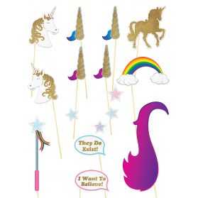 Kit Photobooth thème Licorne pailleté 16 accessoires