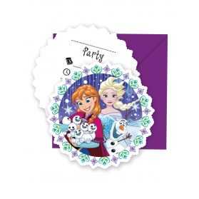6 cartes invitation Reine des neiges avec enveloppe