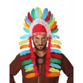 Coiffe de Chef Indien à plumes multicolores