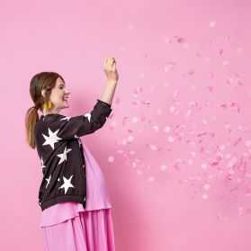 Ballon géant avec confettis Roses à l'intérieur