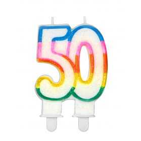 Bougie d'anniversaire 50 ans avec Chiffre 50