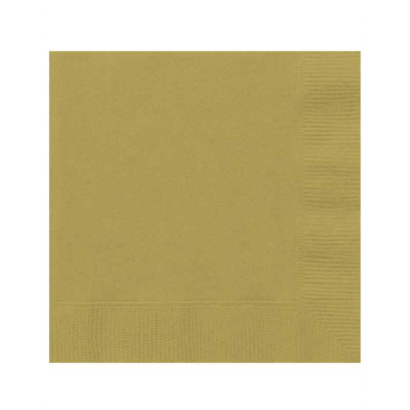 Serviette en papier unie couleur jaune bord or