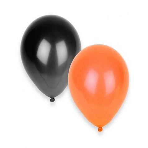 50 ballons de baudruche orange et noir pour déco Halloween
