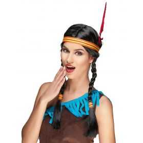 Perruque Indienne avec bandeau plume