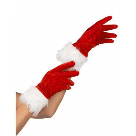 Paire de Gants Miss Santa Claus rouges et blancs