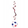 6 suspensions Ballon de Football bleu blanc rouge 80 cm