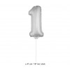 1 Ballon Chiffre Argent sur tige