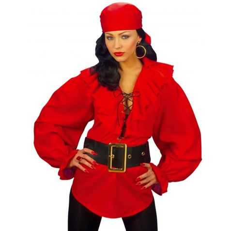 Chemise pirate femme rouge pas chère