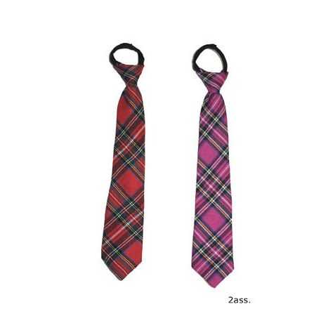 Cravate à motifs écossais rose rouge