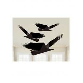 3 Mobiles Corbeau pour déco Halloween