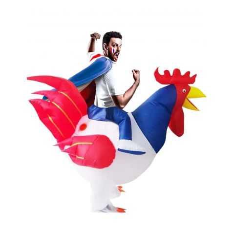 Déguisement drôle supporter France - Costume gonflable Coq