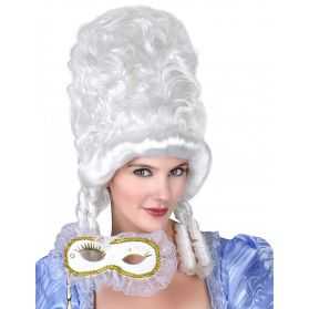 Perruque style Rococo Blanche avec du volume capillaire