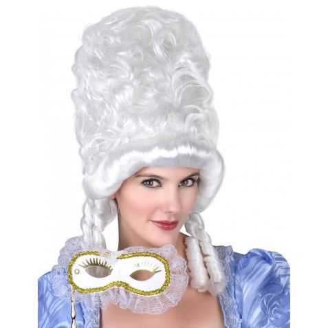 Perruque style Rococo Blanche avec du volume capillaire