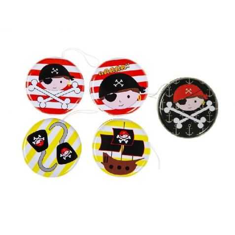 4 Yoyos Pirates Motifs Différents - Jouets Pour Anniversaire Enfant - Cadeau Fête Pirates Rouge Et Jaune - 5,5 Cm