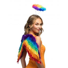 Panoplie Ailes d'Ange multicolore et auréole