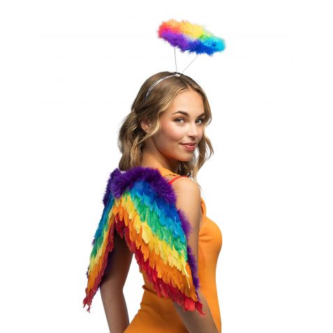 Panoplie Ailes d'Ange multicolore et auréole