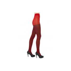 Collants femme à rayures rouges et noires