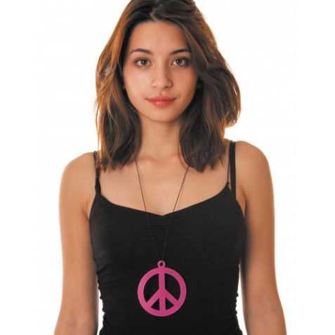 Pendentif Peace and Love fluo avec cordon
